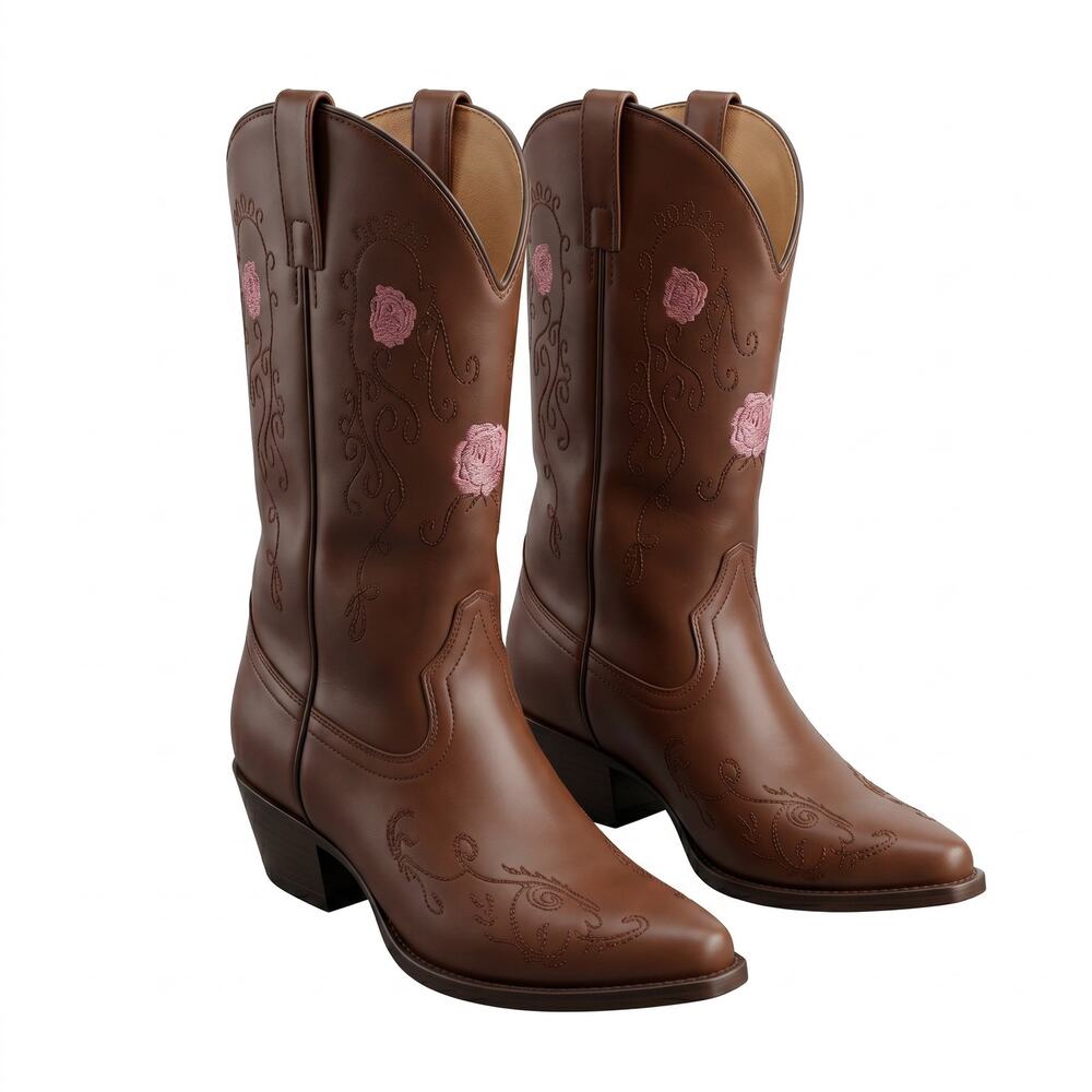 Shyanne girl’s 6D pink embroidered cowboy western festival faux leather boots
